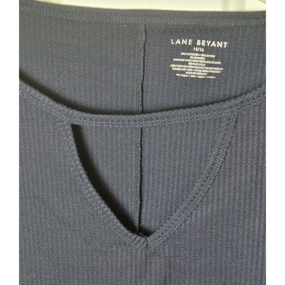 Lane Bryant Women 1x Navy Waffle Knit Thermal Long Sleeve T-shirt Top - Picture 4 of 4